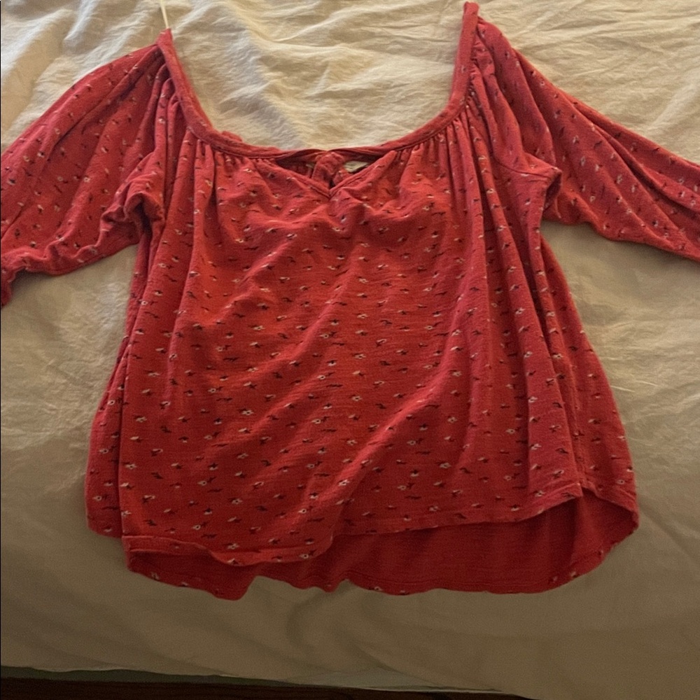 Lucky Brand Red Patterned Blouse